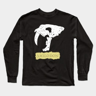 Smilodon Sabertooth Cat Skull Long Sleeve T-Shirt